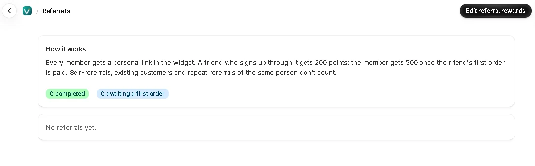 The Referrals page.