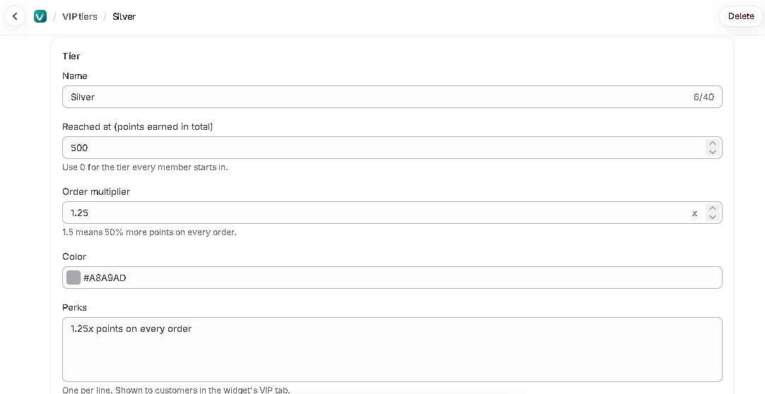 Editing the Silver tier.